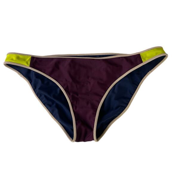Lululemon Burgundy Red Navy Reversible Bikini Bottom See MEASUREMENTS Women's 10 - Picture 2 of 10